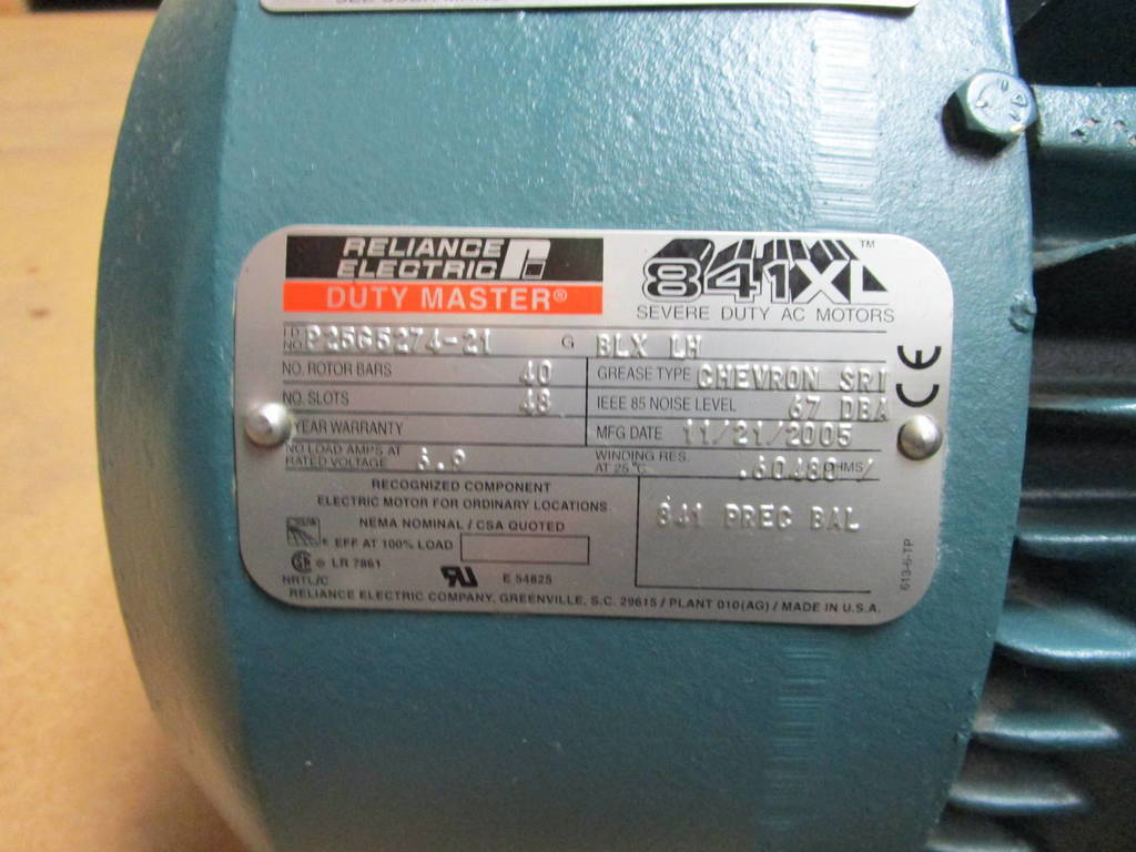 Baldor Reliance Duty Master Frame 254T 15 HP 1765 RPM 841XL Severe Duty